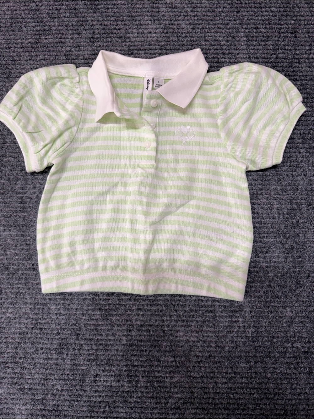 Disney x Janie & Jack collab Polo Stripe Top in Light Green and White